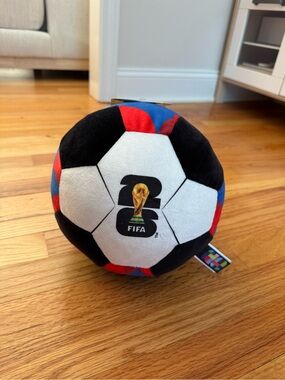 FIFA Plush Soccer Ball Toy - Black, White, Red & Blue